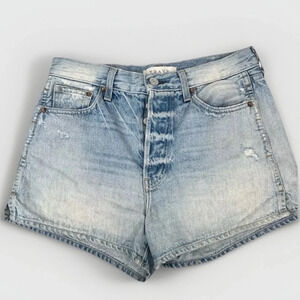 Trave Women's High-Waisted Light Distressed Wash Denim Shorts Size 28 Blue